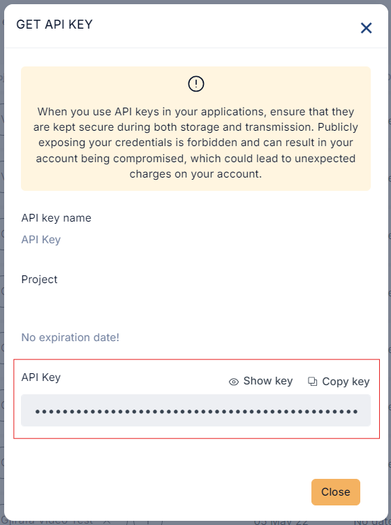 copy api key