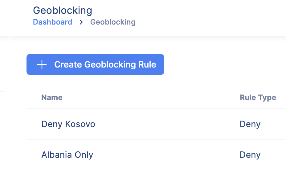 create geoblocking rule