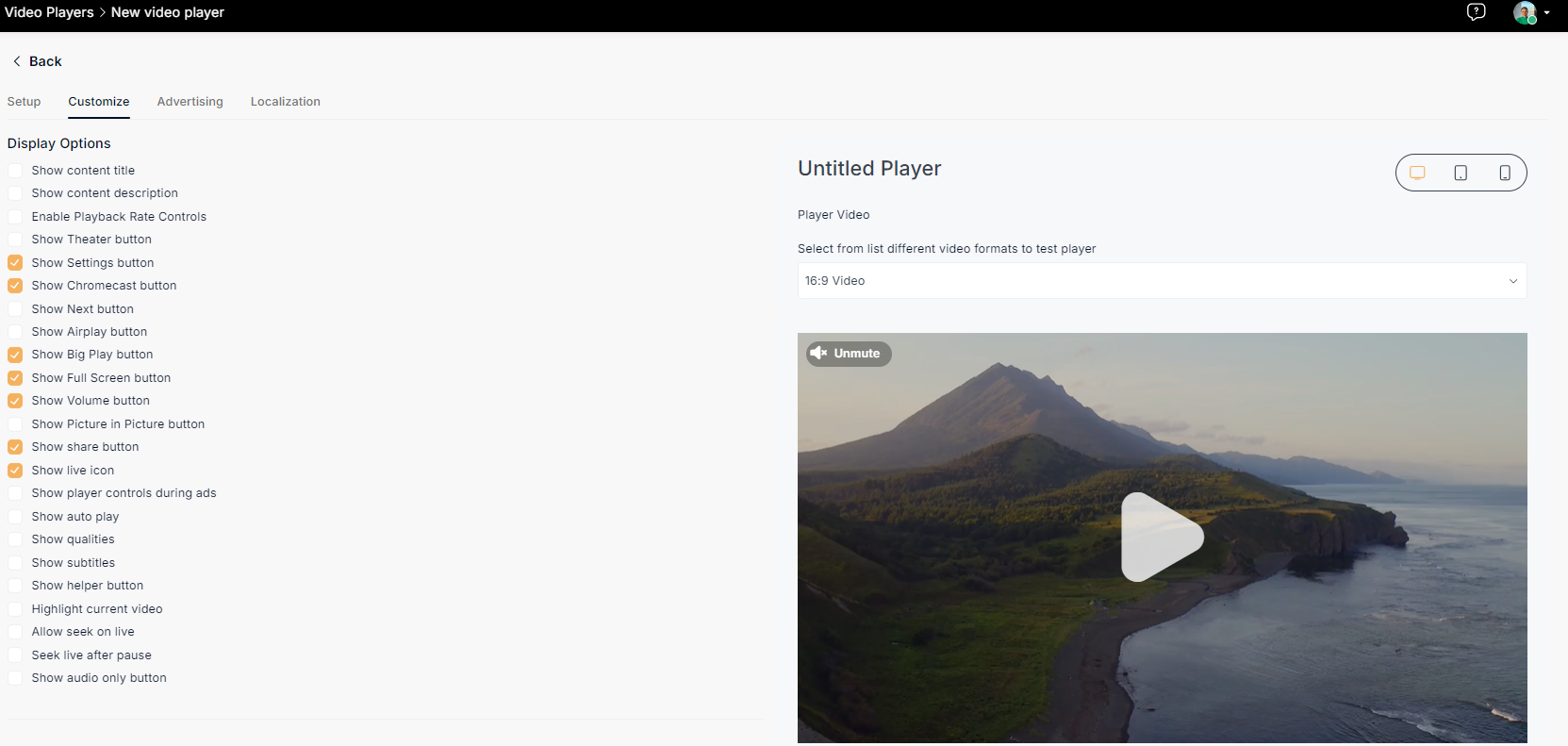 customize settings for video player