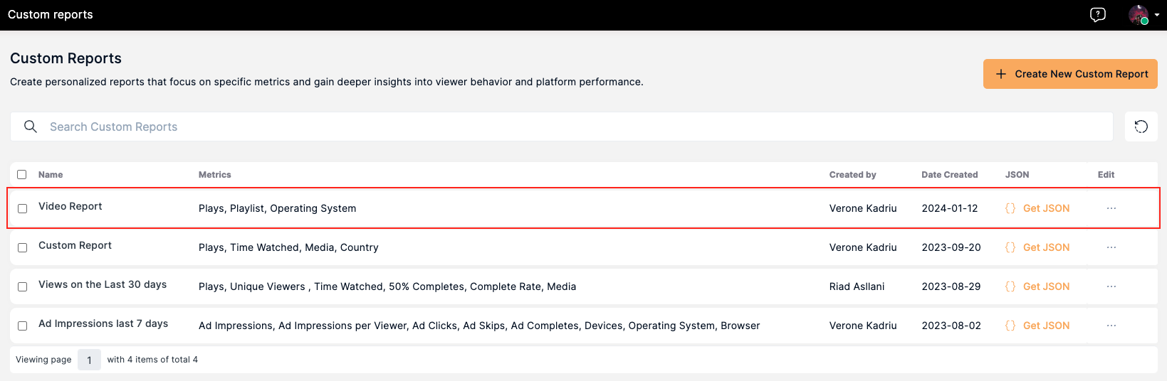 new custom report create