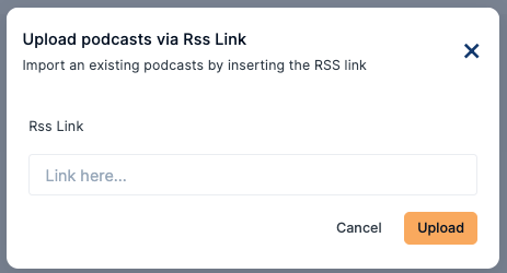 upload a podcast from rss link