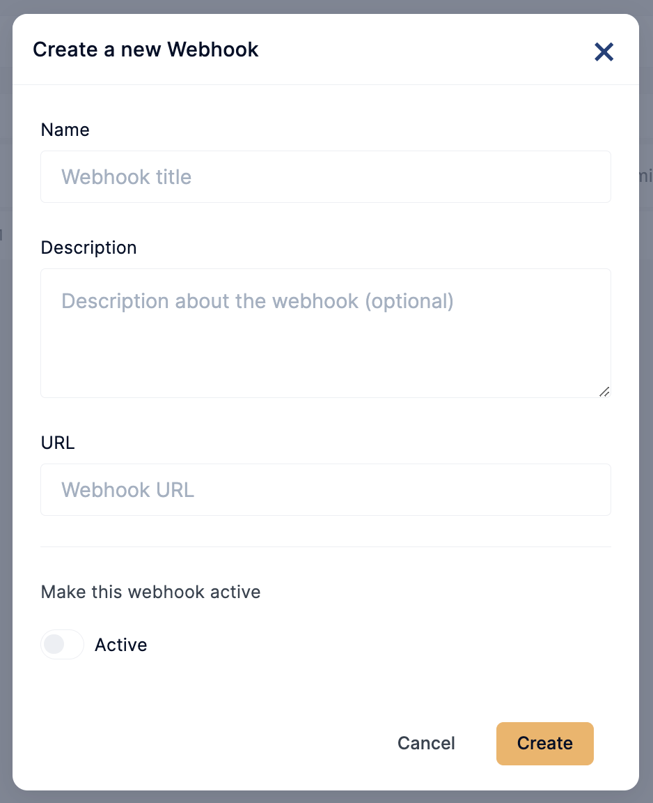 webhook popup